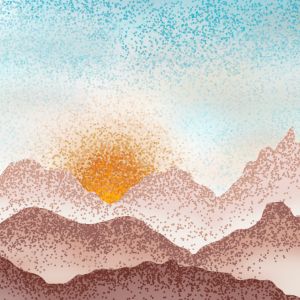 Abstract boho mountain sunrise