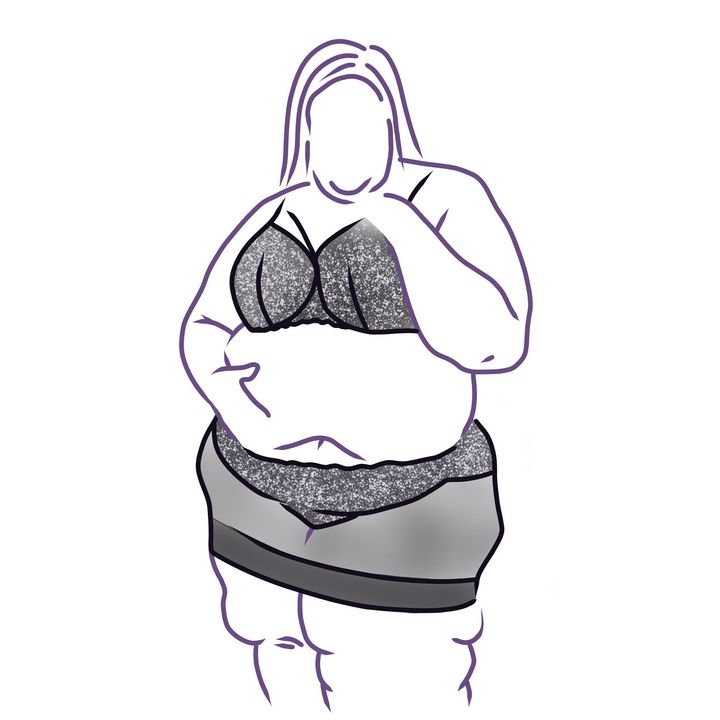 Full body, digital illustration, of chubby, black wo