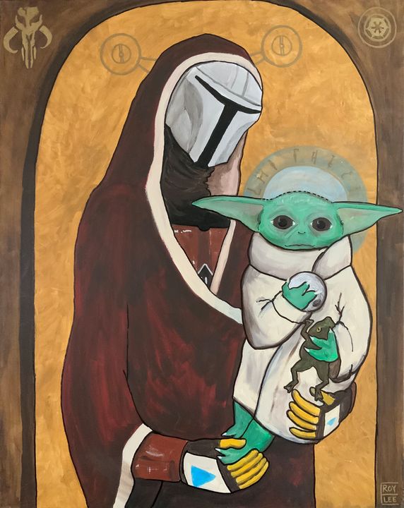 Star Wars The Mandalorian Baby Yoda The Child Painting Fine Art Lithograph  Print