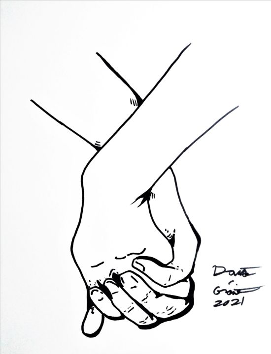 people in love holding hands drawings