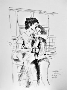 Romantic loving couples💕💕 - Abhi new awesome pen sketch store - Drawings  & Illustration, People & Figures, Love & Romance - ArtPal