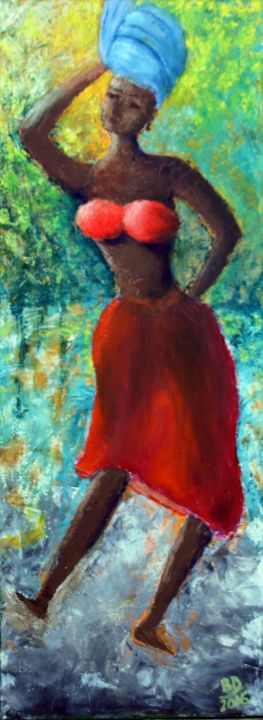 African Woman - Dancing in the woods - Biplab´s Art Gallery