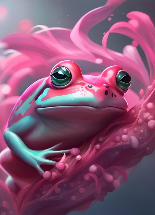 Magical Pink Frog - the Art Chick - Digital Art, Fantasy