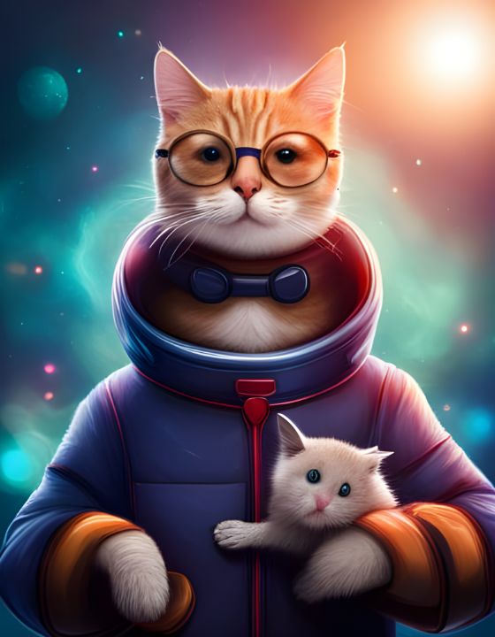 Cosmic Explorer: Space Cat Astronaut - the Art Chick - Digital Art
