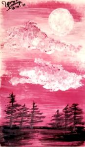 PINE TREES OVER THE PINK SKY