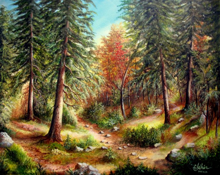 Colourful autumn trees ,oil paint. - ARTISTICAA - Paintings & Prints,  Landscapes & Nature, Forests, Boreal & Temperate - ArtPal