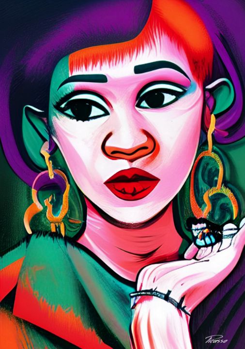 Cardi b abstract 001 print grim picasso fine art gallery paintings