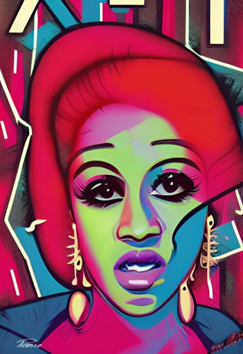 Cardi B Abstract 005 Print - Grim Picasso Fine Art Gallery - Paintings ...