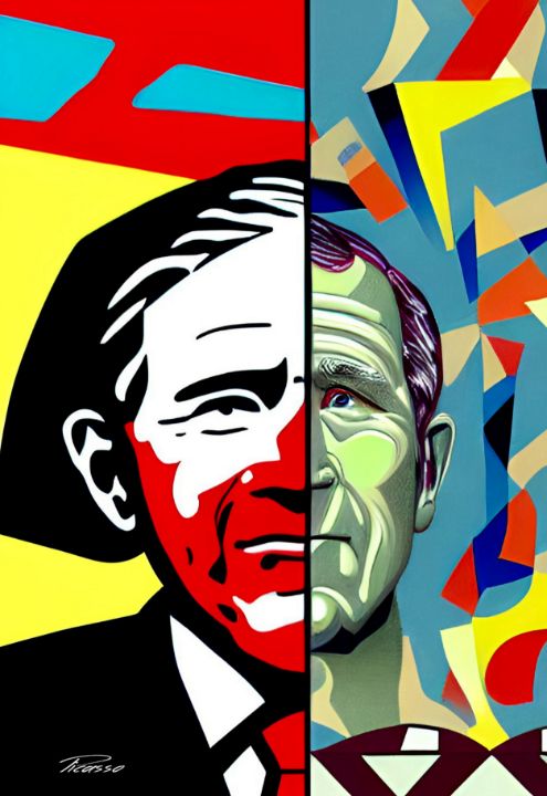 George W. Bush Jr Abstract 002 Print - Grim Picasso Fine Art Gallery ...