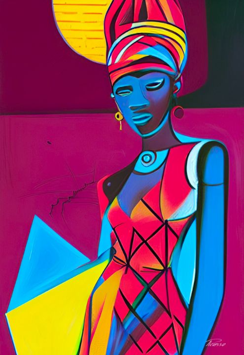 African Girl Abstract 011 Print Grim Picasso Fine Art Gallery Paintings And Prints Ethnic