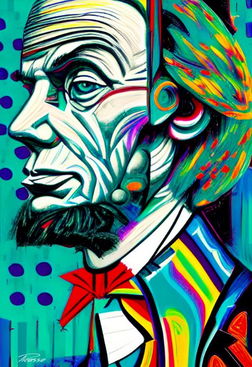 Abraham Lincoln Abstract 001 Print Grim Picasso Fine Art Gallery Paintings And Prints