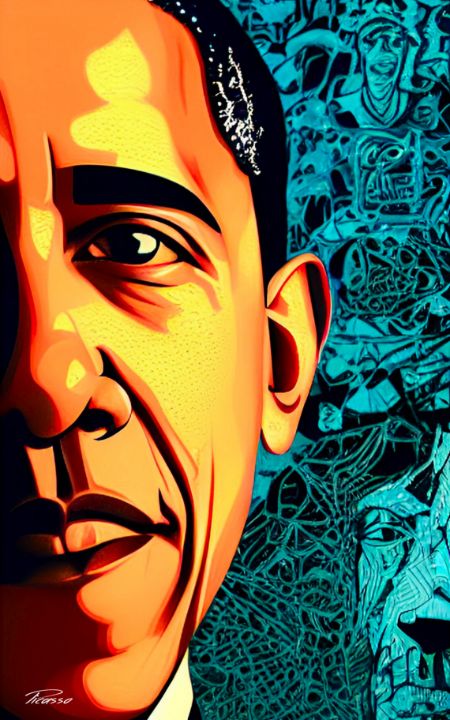 Barack Obama Abstract 004 Print - Grim Picasso Fine Art Gallery - Paintings &amp; Prints, People ...