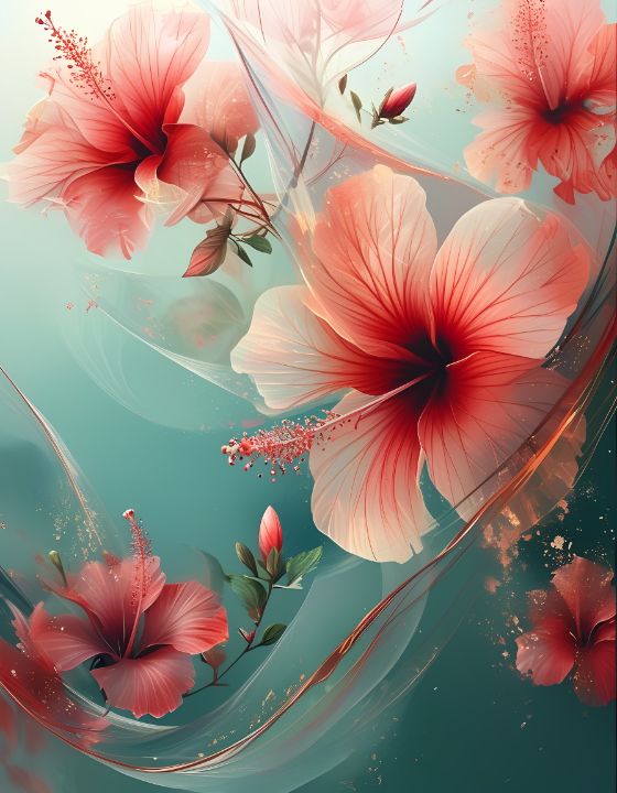 Hibiscus flower in bloom - Zandra Cam - AI Art, Flowers, Plants