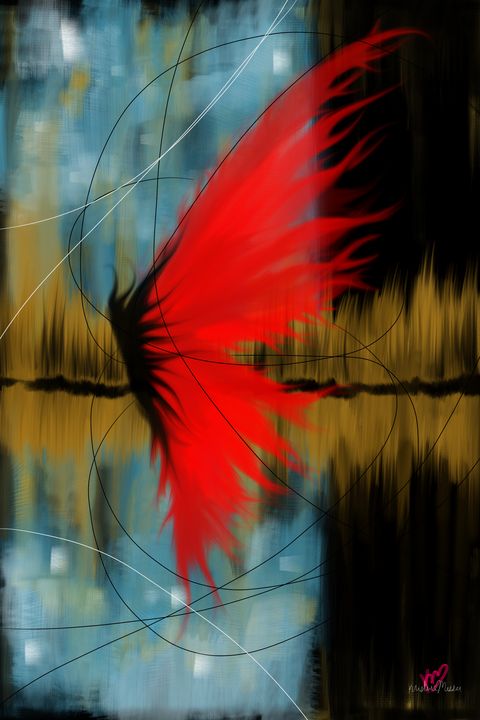 Abstract red butterfly - KM.artVybez