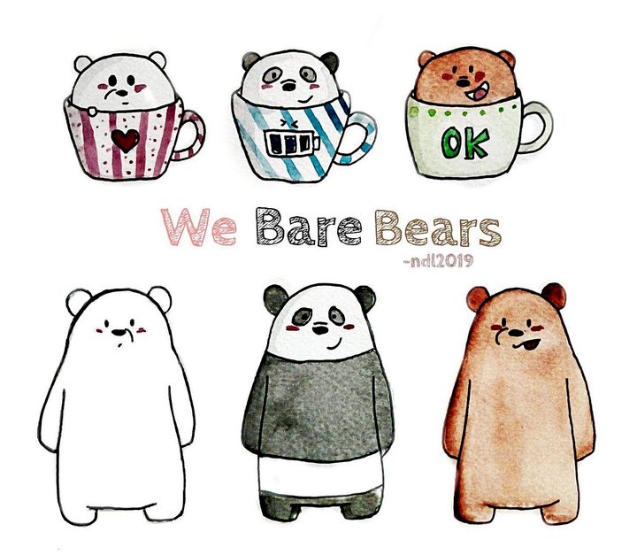 How to Draw We Bare Bears Baby (Cute / Kawaii / Chibi) Ice Bear Panda and  Grizzly Easy - YouTube