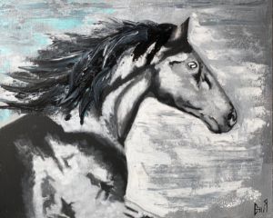 GRAY HORSE - horse original painting