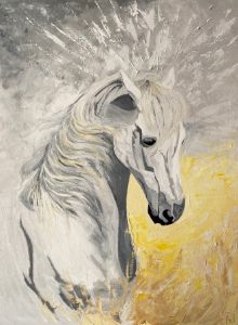 WHITE HORSE-animal painting art