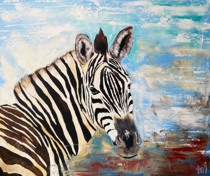 Canvas print Abstract animal zebra portrait painting, canvas art