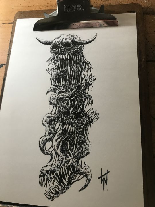 Demonic Licensed Skateboard Art - Original Horror Art By Wayne Tully ...