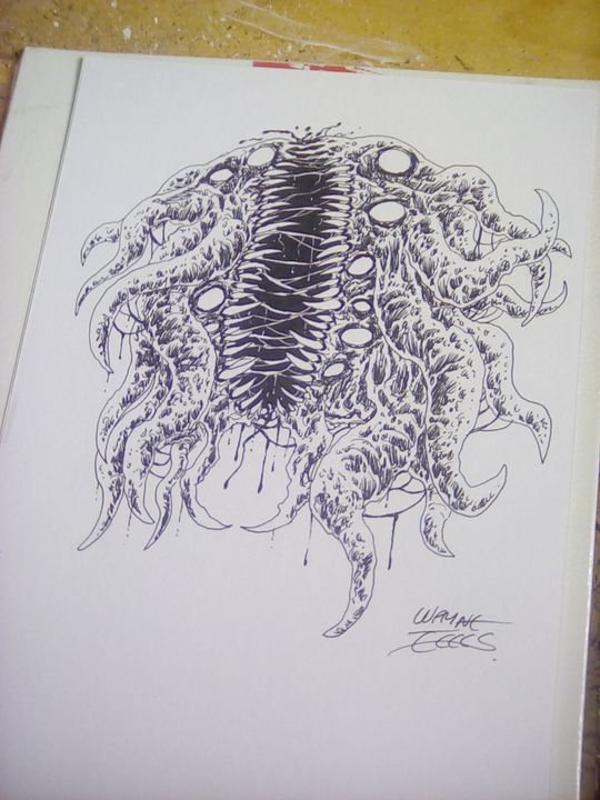 Cthulhu Creature Art Ink Sketch - Original Horror Art By Wayne Tully