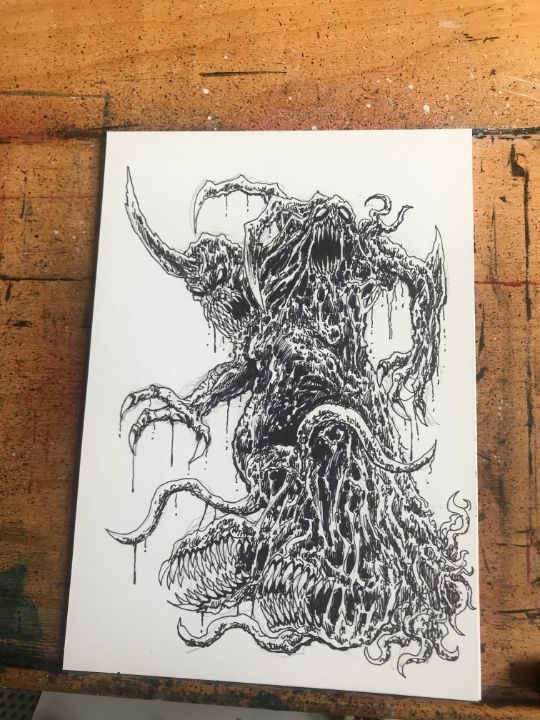 Detailed pencil drawing of a nightmare monsters