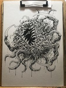 Cosmic Horror Creature Ink Drawing