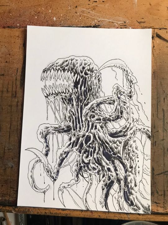 Alien Demon Horror Ink Sketch - Original Horror Art By Wayne Tully