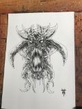 Demonic Skull Ink Drawing Concept