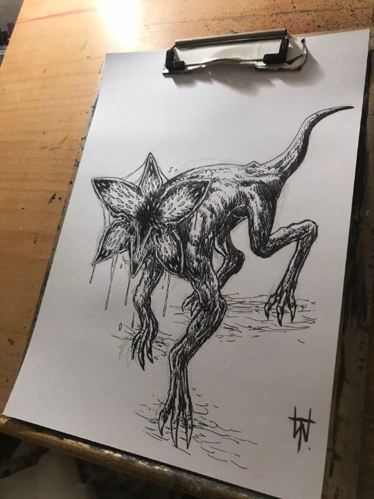 Stranger Things Demodog Ink Sketch Original Horror Art By Wayne Tully