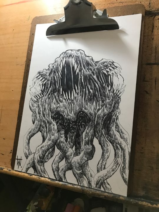 Demon Entity Ink Drawing Original Horror Art By Wayne Tully Drawings Illustration Fantasy