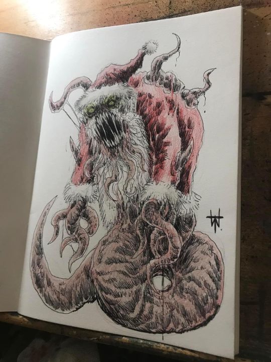 Demon Santa Sketch Art - Original Horror Art By Wayne Tully
