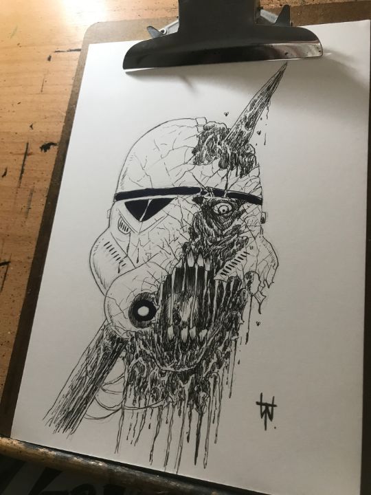 Stormtrooper Zombie Horror Art - Original Horror Art By Wayne Tully