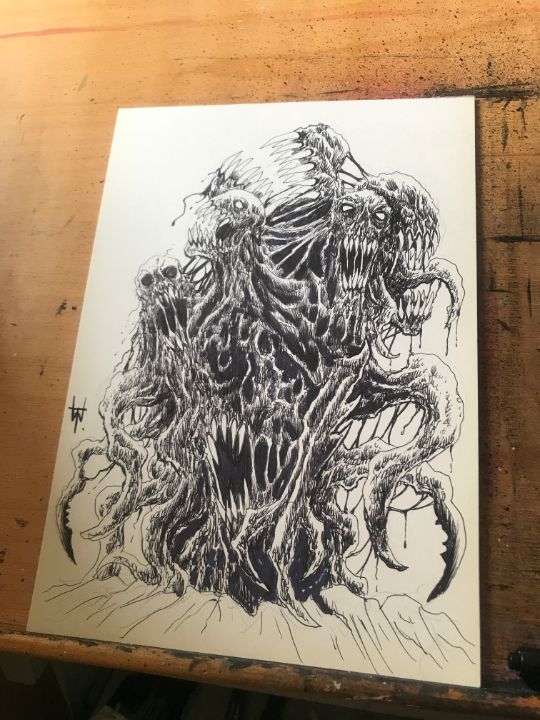 Dark Demons Ink Sketch - Original Horror Art By Wayne Tully - Drawings ...