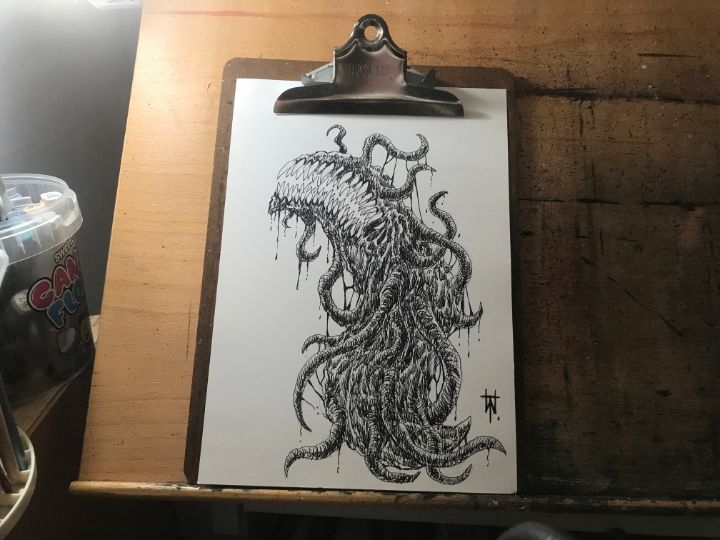 Demon Turd Parasite Worms Art - Original Horror Art By Wayne Tully ...