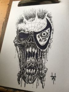 Zombie Spiderman Ink Head Sketch