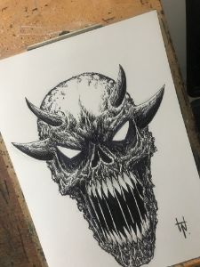 Demon Skull Ink Sketch