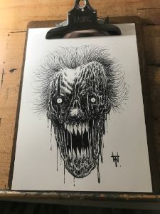 IT Pennywise Horror Skull Ink Sketch