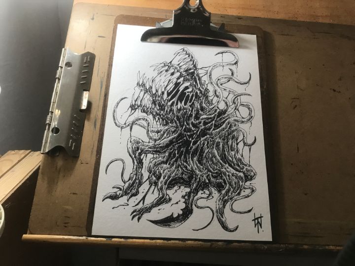 The Thing Original Concept Sketch - Original Horror Art By Wayne Tully ...