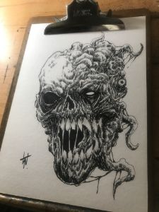 Mutant Horror Skull Art