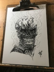 Ghost Rider Skull Ink Sketch