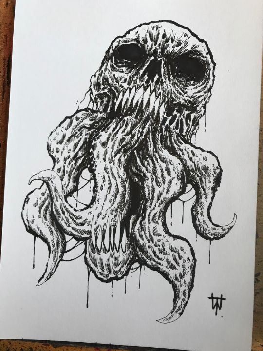 Horror Tentacle Skull Artwork - Original Horror Art By Wayne Tully ...