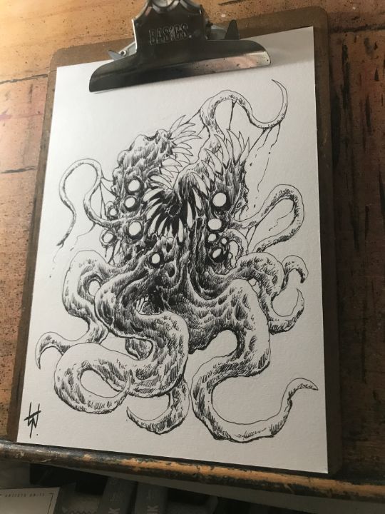 Dark Cosmic Creature Sketch - Original Horror Art By Wayne Tully ...