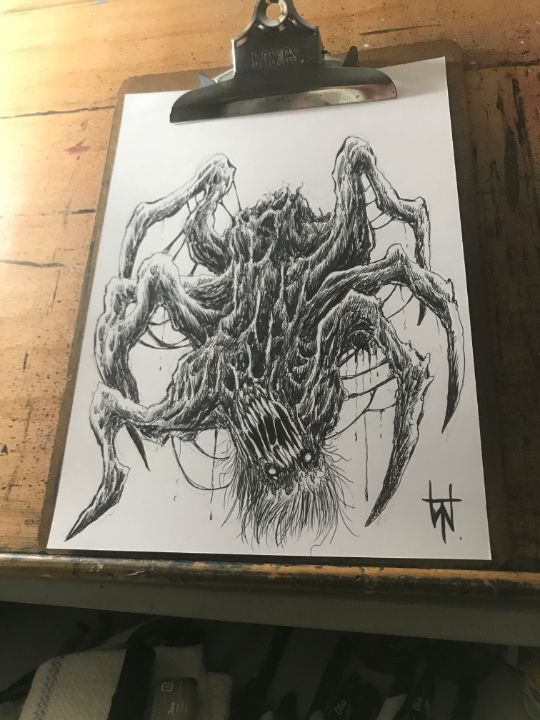 Mutant Demon Spider Ink Sketch - Original Horror Art By Wayne Tully ...