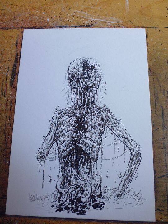Strike A Zombie Pose Art - Original Horror Art By Wayne Tully