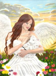 Angel Throne - RoseBelle - Paintings & Prints, Religion