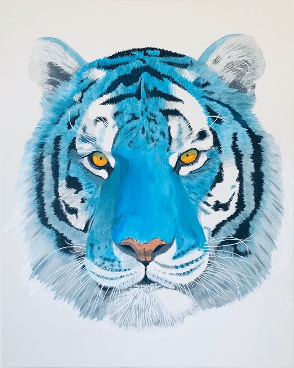 Stunning Blue Tiger Face Paint Design