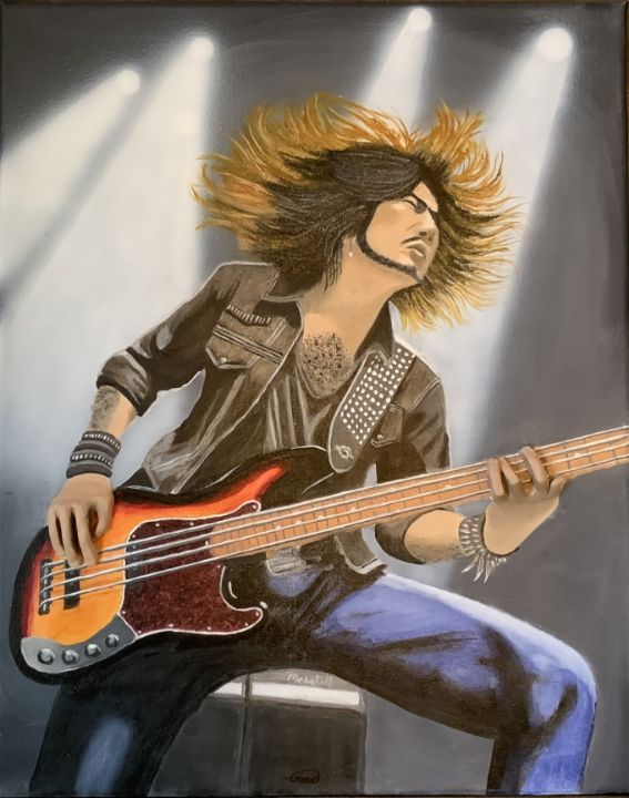 Wild Bass Player Painting - GordRussellArt