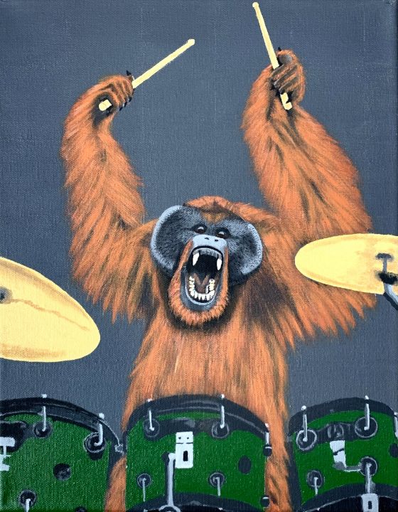 Orangutan Drummer - GordRussellArt