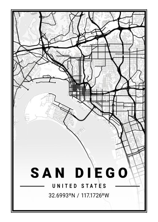 San Diego - United States Light City - Tien Stencil - Digital Art ...