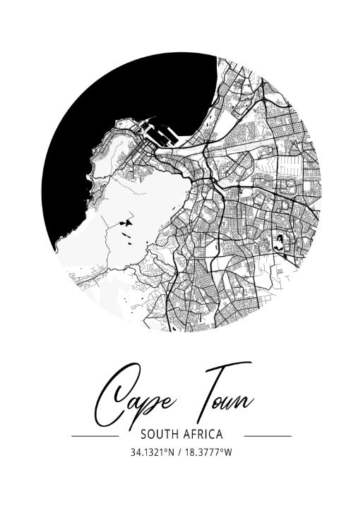 Cape Town South Africa Black Water Tien Stencil Digital Art, Landscapes & Nature